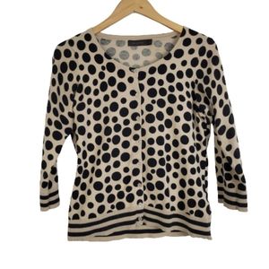 The limited cream & black poka dot knit cardigan sweater